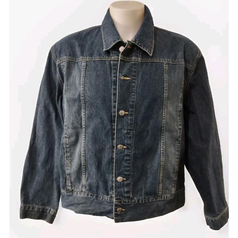 Structure Jean Jacket Men's Adult Size XL Silver Button Down Pockets Blue Collar